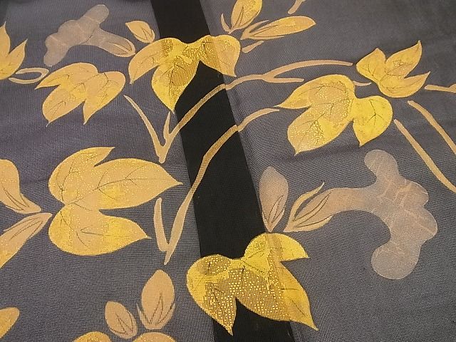 平和屋本店■希少　夏物　久保田一竹　幻の辻が花　訪問着　紗　朝顔　黒地　木箱付き　逸品4s680