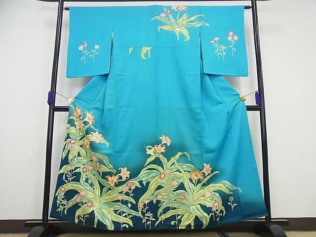 平和屋本店●極上　野口彦太郎　大彦三代目　江戸染繍友禅　訪問着　草花文　逸品4s688