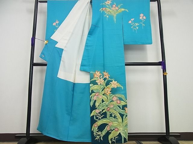 平和屋本店●極上　野口彦太郎　大彦三代目　江戸染繍友禅　訪問着　草花文　逸品4s688