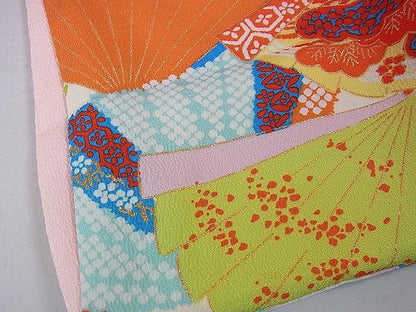 平和屋本店■極上　子供　七五三　女の子　7歳　祝着・襦袢(無双仕立て・半衿刺繍)・帯・小物セット　舞扇　金彩　逸品　DZAA0094kh4
