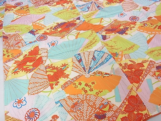 平和屋本店■極上　子供　七五三　女の子　7歳　祝着・襦袢(無双仕立て・半衿刺繍)・帯・小物セット　舞扇　金彩　逸品　DZAA0094kh4