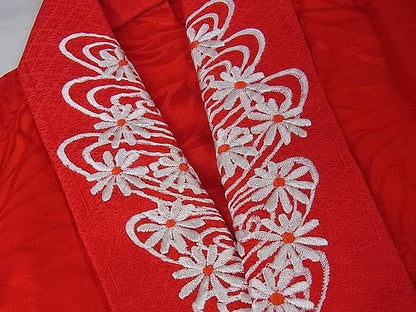平和屋本店■極上　子供　七五三　女の子　7歳　祝着・襦袢(無双仕立て・半衿刺繍)・帯・小物セット　舞扇　金彩　逸品　DZAA0094kh4