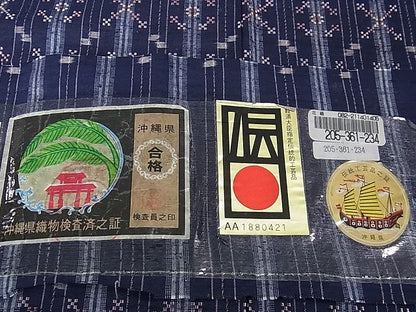 平和屋本店●極上　本場琉球　読谷山花織　紬地　草木染　我喜屋美小枝作　証紙付き　逸品　DZAA0113kh4