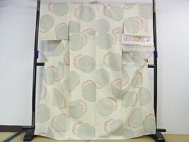 平和屋本店＊極上 夏物 石川県指定無形文化財 夏牛首紬 白山工房 手織り 鹿の子 雪輪 証紙付き 逸品 未使用 DZAA0115kh4