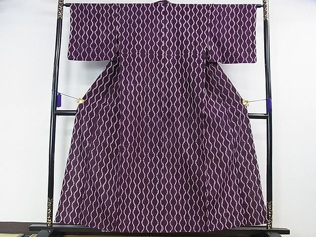 平和屋本店■極上　岩手の匠　草紫堂　南部絞り　紫根染　紬　単衣　綿　立涌間道　逸品　DZAA0116kh4