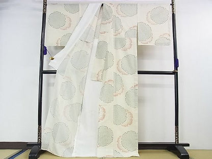 平和屋本店＊極上 夏物 石川県指定無形文化財 夏牛首紬 白山工房 手織り 鹿の子 雪輪 証紙付き 逸品 未使用 DZAA0115kh4