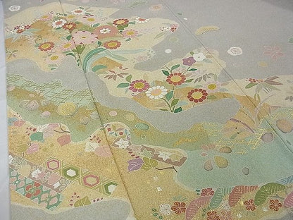 平和屋着物●京友禅の第一人者 松井青々 訪問着 吉祥花文 金彩 逸品 DAAC1006eee