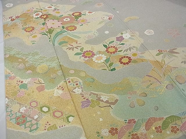 平和屋着物●京友禅の第一人者 松井青々 訪問着 吉祥花文 金彩 逸品 DAAC1006eee