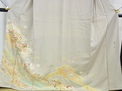 平和屋着物●京友禅の第一人者 松井青々 訪問着 吉祥花文 金彩 逸品 DAAC1006eee