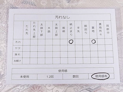 平和屋着物◎六通柄袋帯 裂取鏡裏文 銀糸 正絹 逸品 AAAD9068Ajz