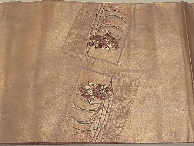 平和屋着物◎六通太鼓柄袋帯 唐織 短冊花鳥文 金糸 引箔 逸品 CAAC8478ca