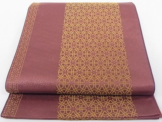 平和屋着物◎六通柄袋帯 変わり麻の葉文様 正絹 逸品 AAAD7942Agk
