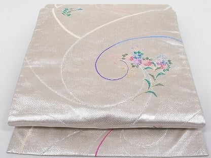 平和屋着物◎六通柄袋帯 草花文 金銀糸 正絹 逸品 AAAD7946Agk