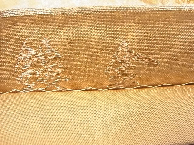 平和屋着物◎鏤金 六通柄袋帯 唐織 扇面横笛花文 金糸 正絹 逸品 AAAD1964Agk