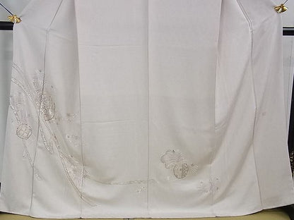 平和屋本店●極上 山口美術織物 皇室 伊勢神宮御用 西陣織 訪問着 総刺繍 鬘帯仕覆松梅文 薄桜色地 金糸 逸品 DZAA0131kh5