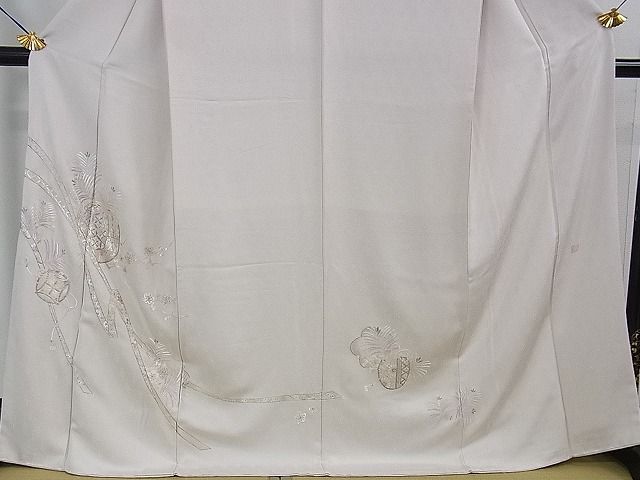平和屋本店●極上 山口美術織物 皇室 伊勢神宮御用 西陣織 訪問着 総刺繍 鬘帯仕覆松梅文 薄桜色地 金糸 逸品 DZAA0131kh5
