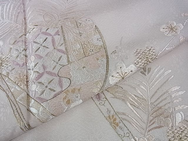 平和屋本店●極上 山口美術織物 皇室 伊勢神宮御用 西陣織 訪問着 総刺繍 鬘帯仕覆松梅文 薄桜色地 金糸 逸品 DZAA0131kh5