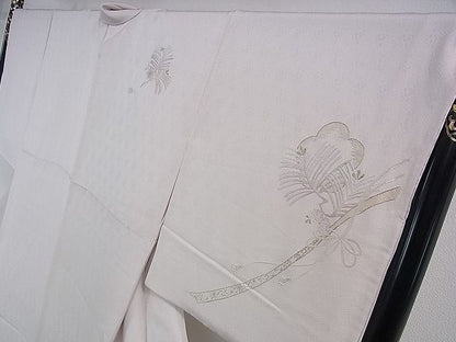 平和屋本店●極上 山口美術織物 皇室 伊勢神宮御用 西陣織 訪問着 総刺繍 鬘帯仕覆松梅文 薄桜色地 金糸 逸品 DZAA0131kh5