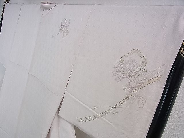 平和屋本店●極上 山口美術織物 皇室 伊勢神宮御用 西陣織 訪問着 総刺繍 鬘帯仕覆松梅文 薄桜色地 金糸 逸品 DZAA0131kh5