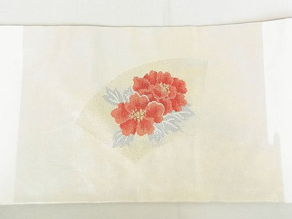 平和屋着物◎九寸名古屋帯　地紙重ね枝花文　金糸　逸品　DAAA3463rt