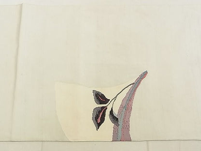 平和屋着物◎太鼓柄袋帯 紬地 枝葉文 逸品 DAAA3474rt