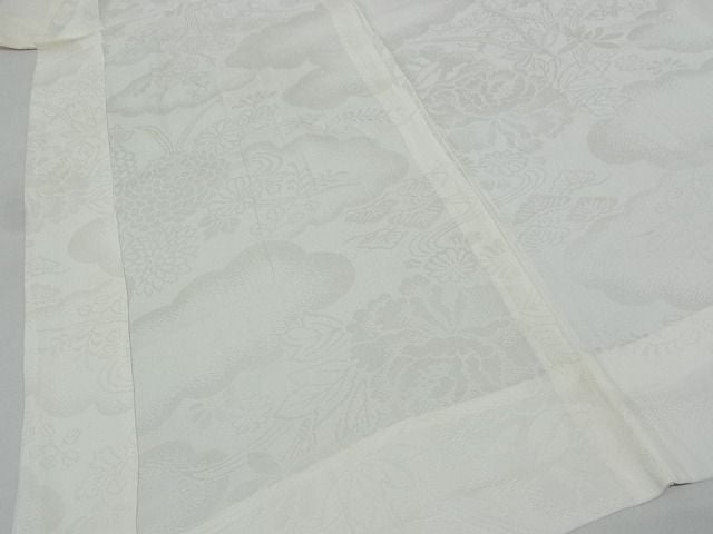 平和屋着物■長襦袢 無双仕立て 雲取り花地紋 正絹 逸品 AAAD6993Bwt