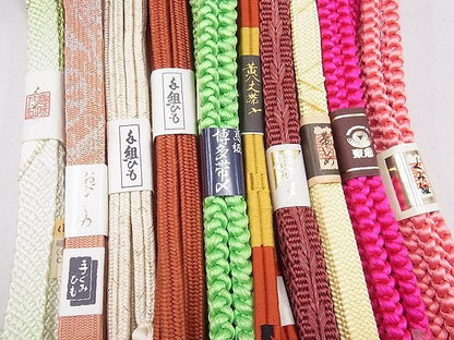 平和屋本店■和装小物　帯締め10本　全て未使用　高麗組　冠組　黄八丈　平組・丸組　金糸　東急百貨店扱い　未使用　DZAA10969kh5