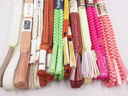 平和屋本店■和装小物　帯締め10本　全て未使用　高麗組　冠組　黄八丈　平組・丸組　金糸　東急百貨店扱い　未使用　DZAA10969kh5