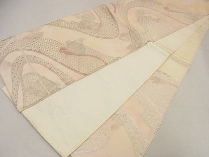 平和屋着物◎六通柄袋帯 流水紐文 銀糸 逸品 DAAA0656ea