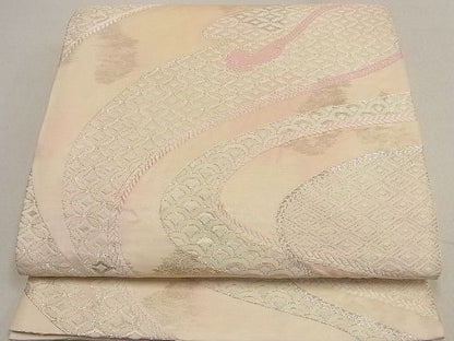 平和屋着物◎六通柄袋帯 流水紐文 銀糸 逸品 DAAA0656ea