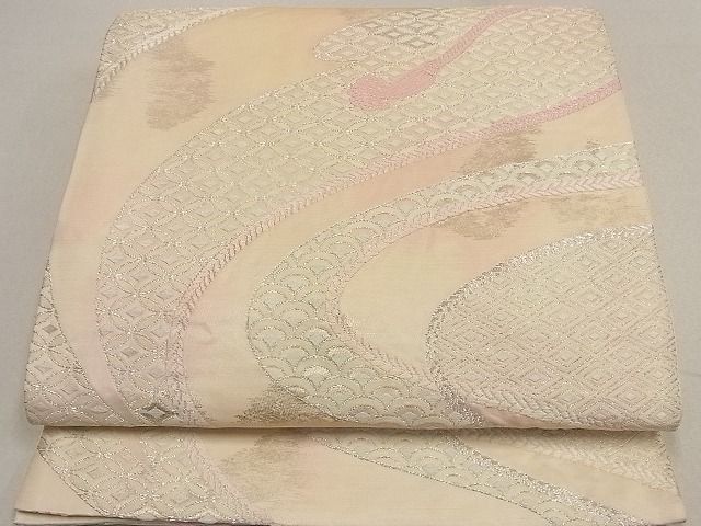平和屋着物◎六通柄袋帯 流水紐文 銀糸 逸品 DAAA0656ea