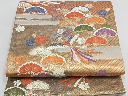平和屋着物◎六通柄袋帯 唐織 エ霞鳳凰吉祥花文 金銀糸 逸品 DAAA0659ea