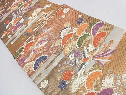 平和屋着物◎六通柄袋帯 唐織 エ霞鳳凰吉祥花文 金銀糸 逸品 DAAA0659ea
