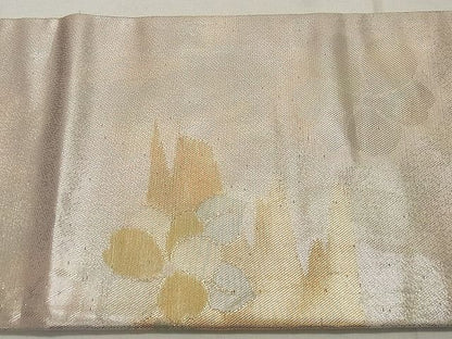 平和屋着物◎九寸名古屋帯 草花文 金銀糸 逸品 DAAA0731ea
