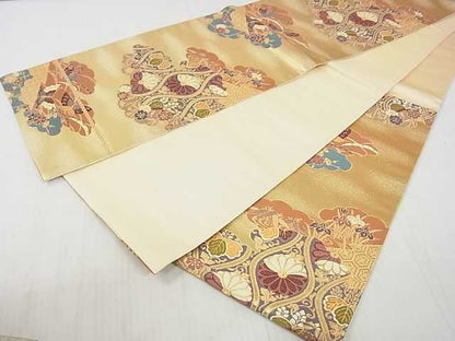 平和屋着物◎六通柄袋帯 雲取吉祥花鳥文 金糸 逸品 DAAA2406mz
