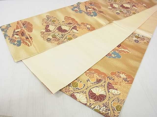 平和屋着物◎六通柄袋帯 雲取吉祥花鳥文 金糸 逸品 DAAA2406mz