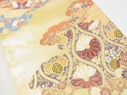 平和屋着物◎六通柄袋帯 雲取吉祥花鳥文 金糸 逸品 DAAA2406mz