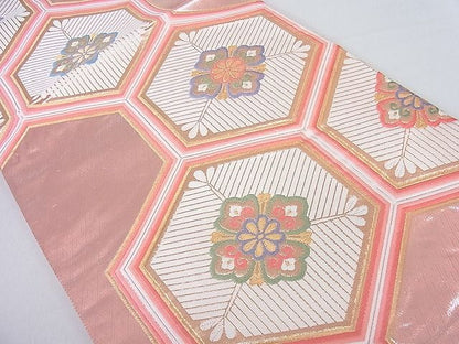 平和屋着物◎六通柄袋帯 亀甲松葉花文 金銀糸 逸品 DAAA6447ya