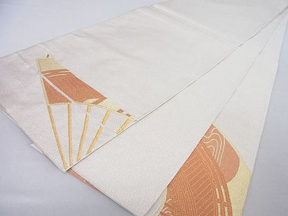 平和屋着物◎太鼓柄袋帯 扇面渡橋松文 金糸 逸品 DAAA6448ya