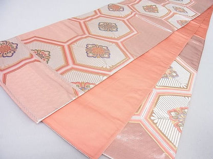 平和屋着物◎六通柄袋帯 亀甲松葉花文 金銀糸 逸品 DAAA6447ya