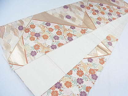 平和屋着物◎六通柄袋帯 唐織 切嵌花鳥文 金銀糸 逸品 CAAC8137nb