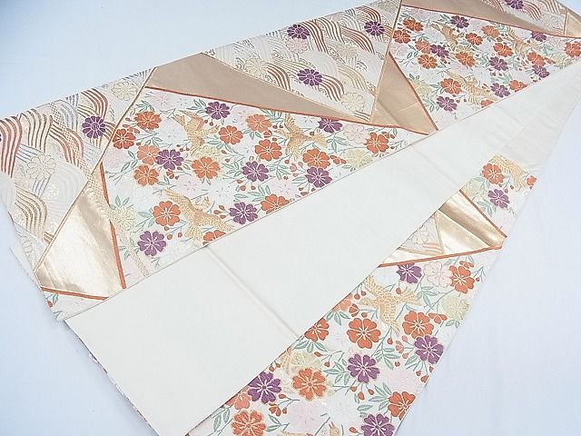 平和屋着物◎六通柄袋帯 唐織 切嵌花鳥文 金銀糸 逸品 CAAC8137nb