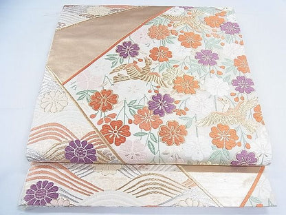 平和屋着物◎六通柄袋帯 唐織 切嵌花鳥文 金銀糸 逸品 CAAC8137nb