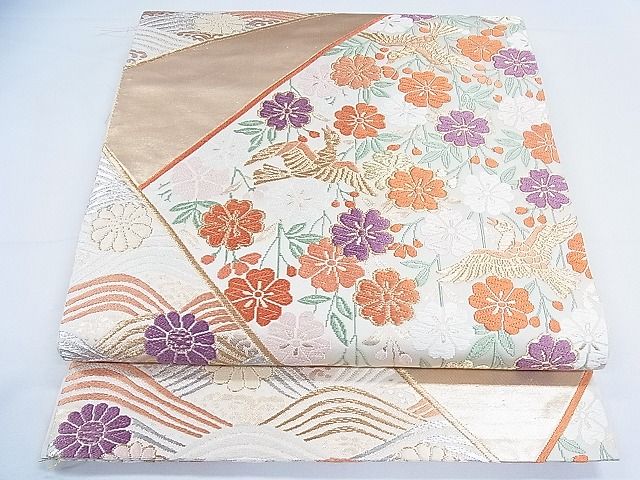 平和屋着物◎六通柄袋帯 唐織 切嵌花鳥文 金銀糸 逸品 CAAC8137nb
