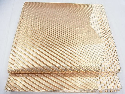 平和屋着物◎六通柄袋帯 よろけ縞 金糸 逸品 CAAC8168nb