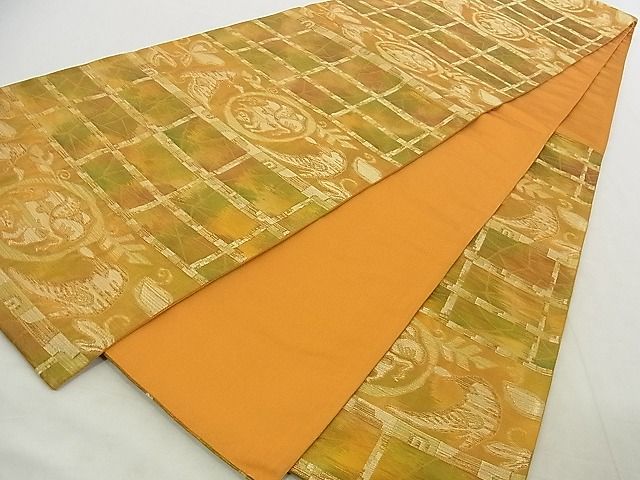 平和屋着物◎六通柄袋帯 鳥獣花丸文 金銀糸 正絹 逸品 AAAD4975Awj
