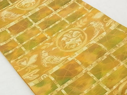 平和屋着物◎六通柄袋帯 鳥獣花丸文 金銀糸 正絹 逸品 AAAD4975Awj