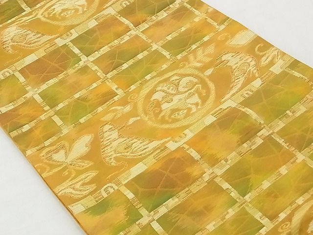 平和屋着物◎六通柄袋帯 鳥獣花丸文 金銀糸 正絹 逸品 AAAD4975Awj