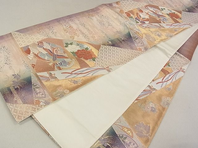 平和屋着物◎六通柄袋帯 鳳凰吉祥花蝶文 金糸 逸品 DAAB1298jm