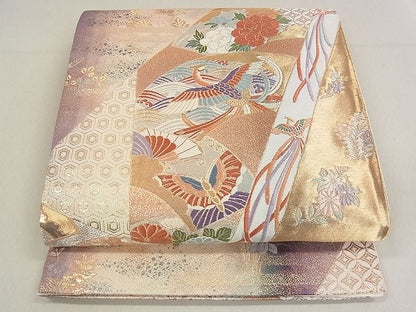 平和屋着物◎六通柄袋帯 鳳凰吉祥花蝶文 金糸 逸品 DAAB1298jm